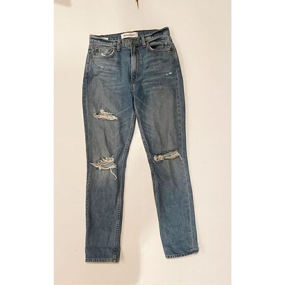 Reformation High Waisted Julia Jean Distressed Antigua wash Size 26 Denim Boho - Picture 4 of 7